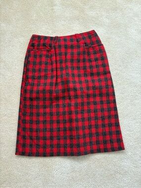 Vintage Eber red buffalo plaid skirt sz 26 grunge Clueless academia preppy wool